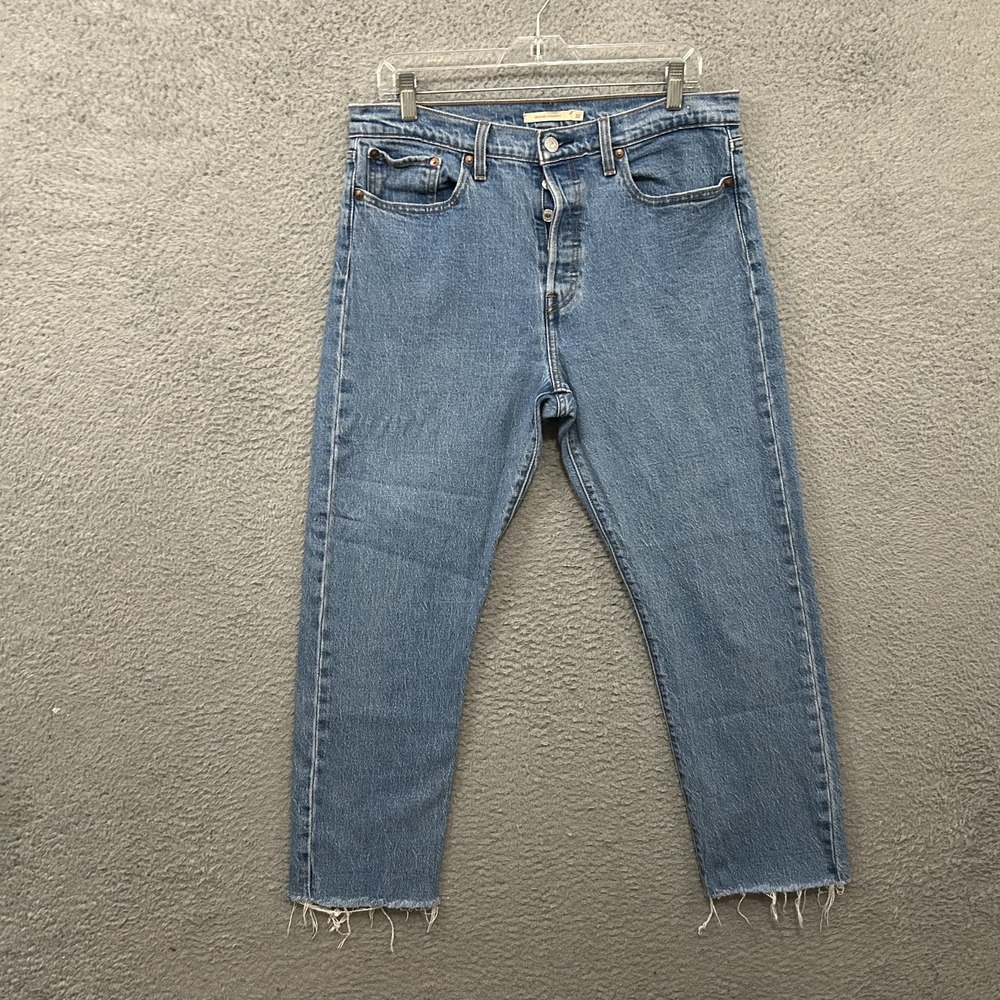 Levis Jeans Womens 32 Blue Denim Wedgie Straight High Rise Premium Button Fly